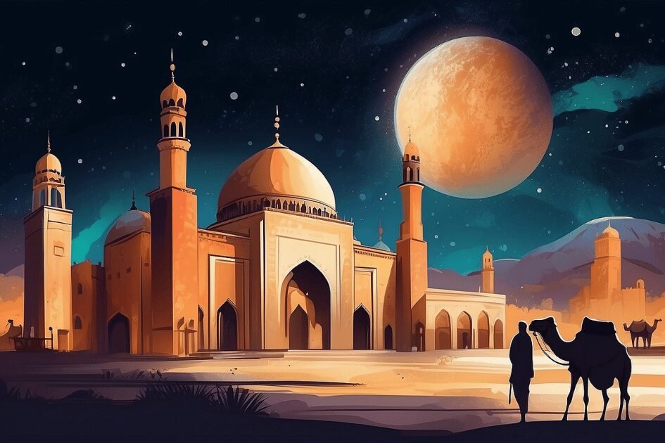 mosque at night 