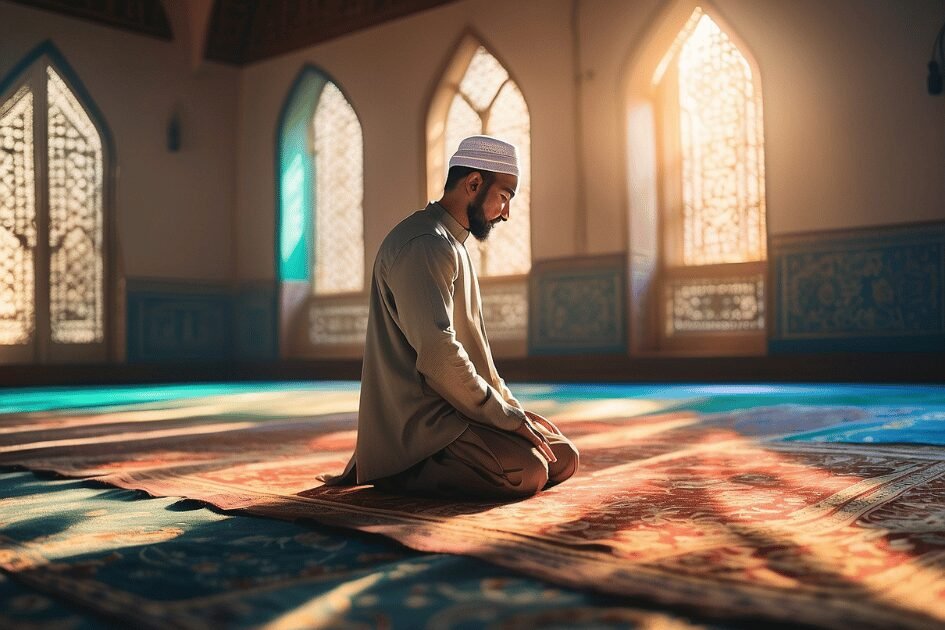 praying person in mosque 