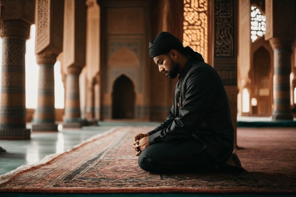 man sitting with hands on two knees 