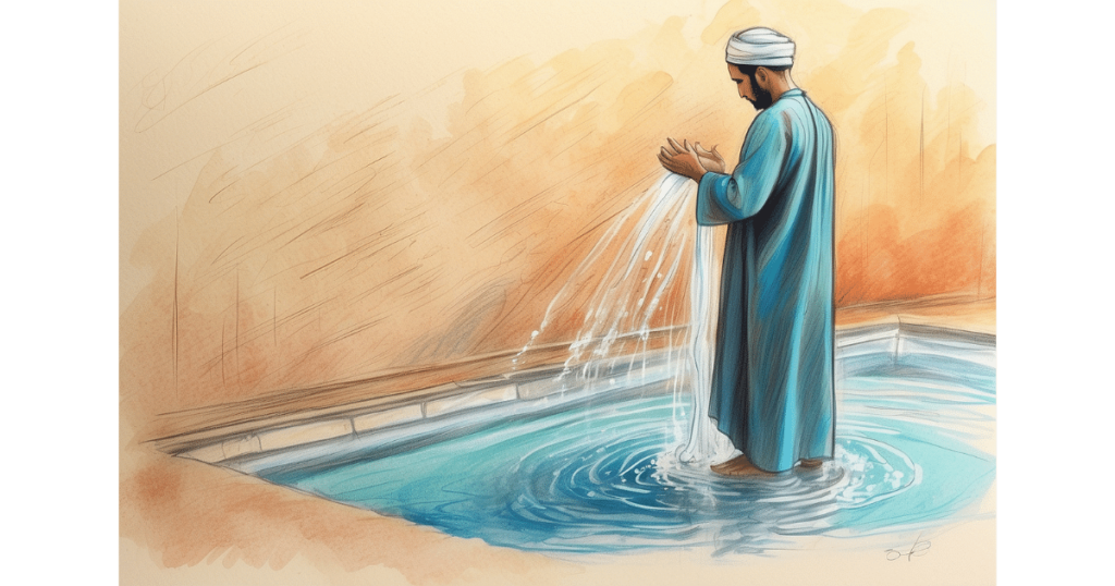 preparing for daily prayers by doing wudu